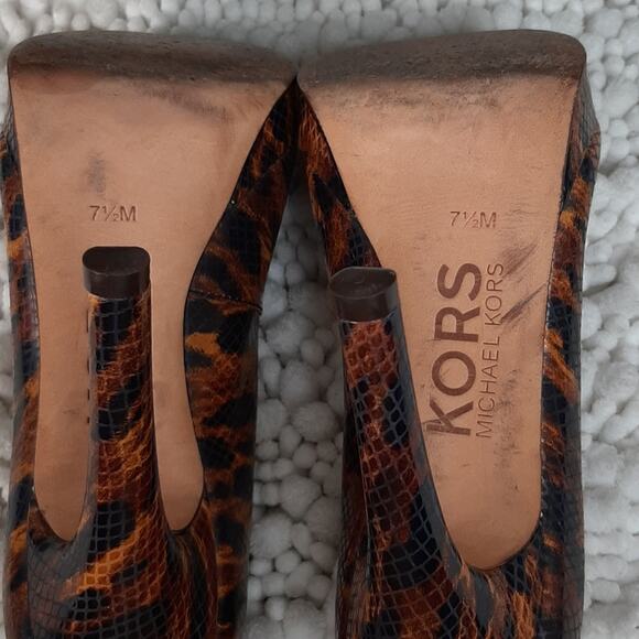 Michael Kors Flora Snake Open Toe Heels Sz 7.5 - Picture 10 of 11